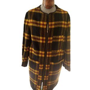 VTG ZERO KING Men's Plaid Long Lightweight Full Zip Wool Coat/Jacket Size 44